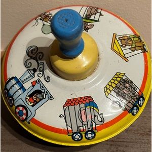 Antique Ohio Art tin top working vintage spinning toy